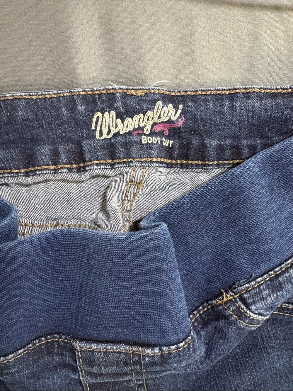 Wrangler Women's Blue Flare Jeans with Elastic Waistband